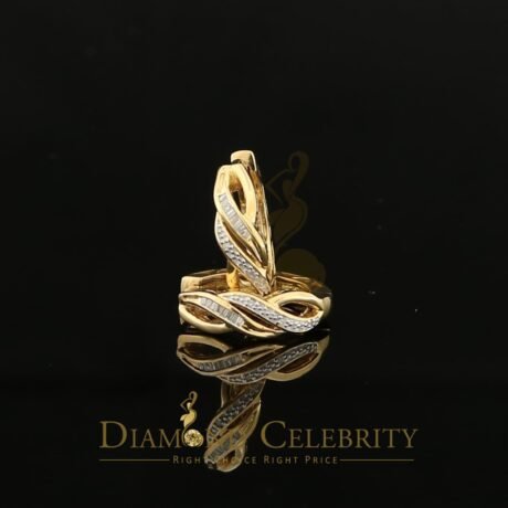 Diamond Celebtity's 0.10ct Diamond 925 Sterling Silver Yellow Hoop Hola Stud Earring For Men / Women