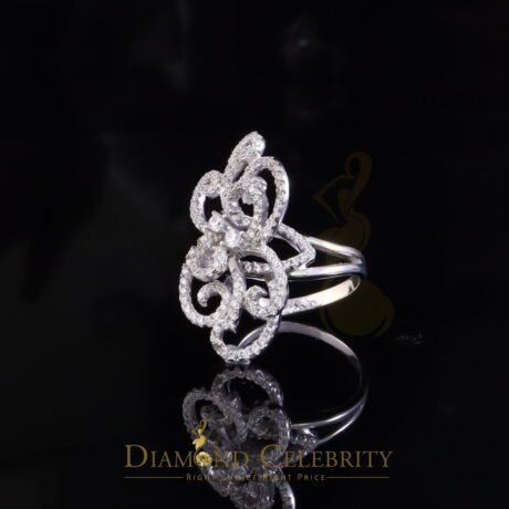Diamond Celebrity's 2.50 ct Cubic Zirconia 925 White Silver Cocktail Flower Womens Ring Size 8.5