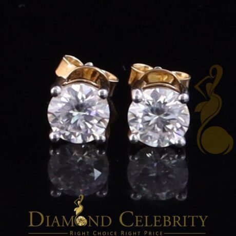 Diamond Celebrity's Round 0.50ct VVS 'D' Moissanite Men's/Womens 925 Silver Yellow Stud Earrings