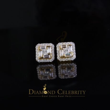 Diamond Celebrity's New Men's Yellow Square Stud 925 Silver 1.66ct VVS 'D' Moissanite Womens Earring