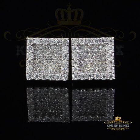 Diamond Celebrity's 925 White Silver 0.80ct VVS 'D' Moissanite Square Stud Earring Men's/Womens
