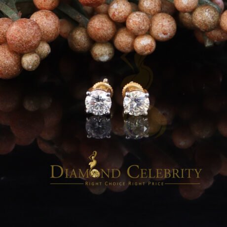 Diamond Celebrity's 1.00ct VVS 'D' Moissanite Men's/Womens Silver Yellow Round Stone Stud Earrings