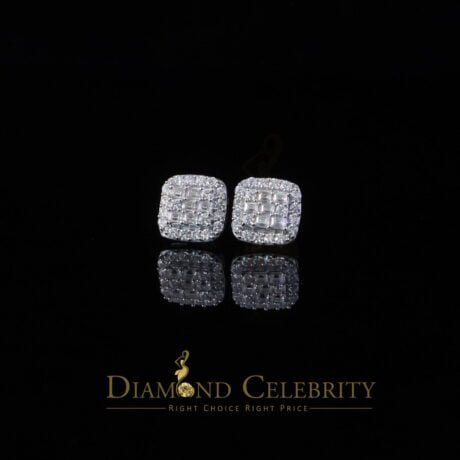 Diamond Celebrity's 925 White Silver 1.50ct VVS 'D' Baguette Moissanite Men's/Women's Stud Earrings