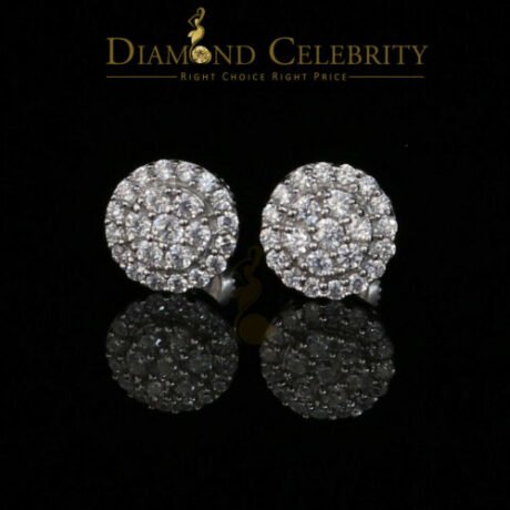 Diamond Celebrity's Aretes Para Hombre 925 White Silver 0.88ct Cubic Zirconia Round Women's Earring