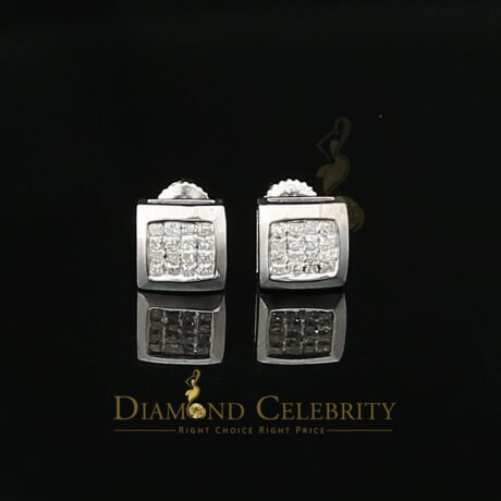 Diamond Celebrity's 0.33ct Diamond 925 Sterling Silver White Square Earring For Men's / Women's