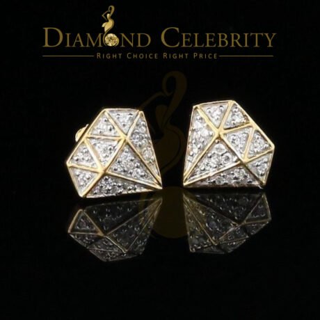 Diamond Celebrity's 0.24ct Cubic Zirconia 925 Yellow Silver Women's & Men's Hip Hop Stud Earrings