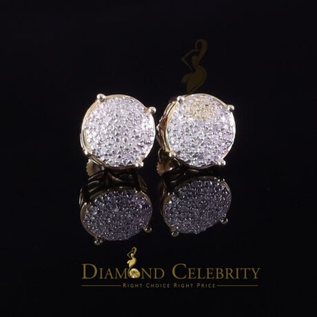 Diamond Celebtity's 0.10ct Diamond 925 Yellow Silver for Men's & Womens Stud Round Earring