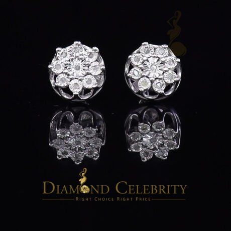 Diamond Celebtity's 925 Sterling Silver White 0.10ct Diamond For Men's & Women's Floral Earrings