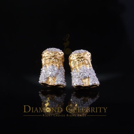 Diamond Celebtity's 0.50ct Diamond 925 Sterling Silver Yellow for Men's & Women Stud JESUS Earrings