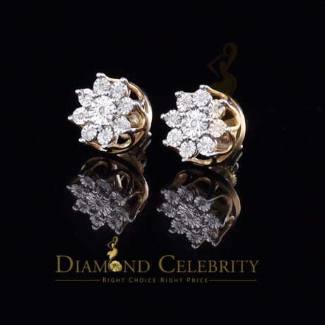 Diamond Celebtity's Yellow 925 Sterling Silver 0.10ct Diamond For Men's & Women's Floral Earrings