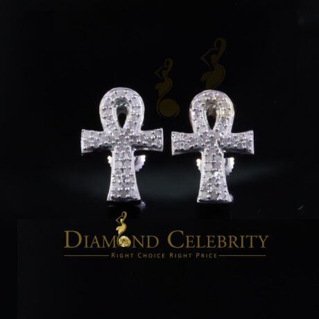 Diamond Celebtity's 0.40ct Diamond 925 Sterling Silver White for Men's & Women Stud ANKH Earrings