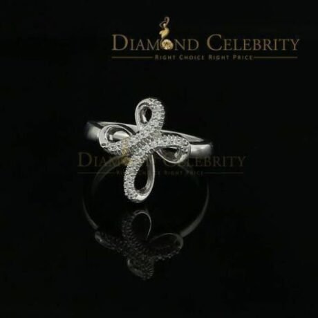 Diamond Celebrity's Diamond Celbrity Cubic Zirconia 0.20ct White Silver Set Womens Cross Ring Size 7