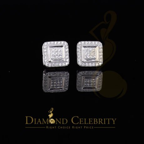 Diamond Celebrity's 925 Sterling White Silver Women 0.66ct Cubic Zirconia Square Stud Earrings