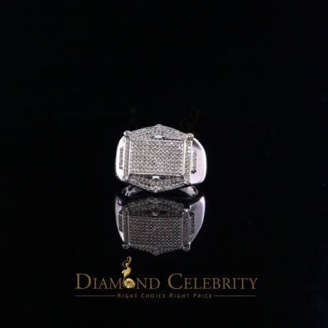 Diamond Celebrity's Real Diamond 0.66 CT 925 Silver White Rectangle Engagement Men's Ring Size 11