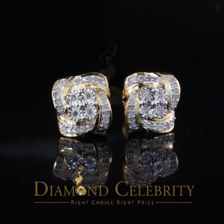 Diamond Celebtity's New Miracle Set 0.25ct Diamond 925 Silver Yellow Men & Women Stud SWRILL Earring