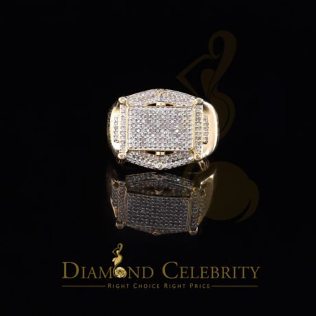 Diamond Celebrity's 0.66 CT Real Diamond Men's 925 Sterling SilverYellow Ring Size 11 Square Shape