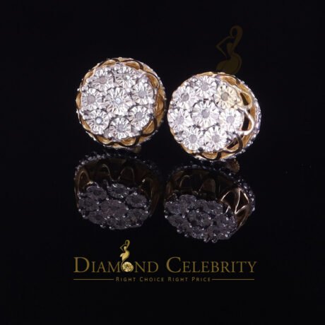 Diamond Celebtity's 0.10ct Diamond 925 Sterling Yellow Silver For Men's & Womens Stud Round Earring