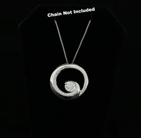 Diamond Celebrity's Fancy Circle Shape 2.50ct Sterling Silver White Pendant Cubic Zirconia Stone