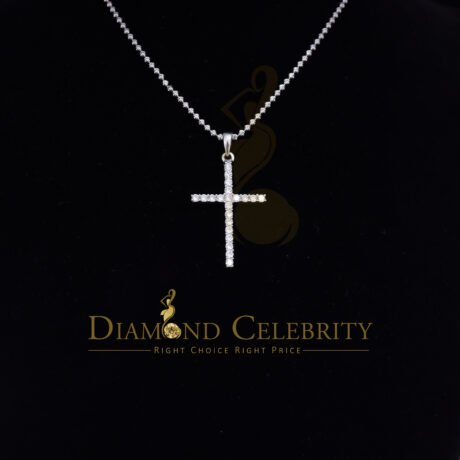 Diamond Celebrity's White Sterling Silver Pendant 2.31ct Cubic Zirconia Stone Beautiful CROSS Shape