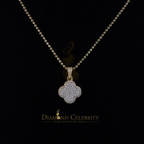 Diamond Celebrity's New Big Yellow 925 Silver 1.00ct VVS D Clr Moissanite Clover Pendant for Women