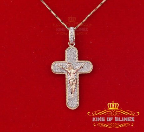 Diamond Celebrity's Real 0.33ct Diamond 925 Sterling Silver CROSS Charm Necklace Yellow Pendant