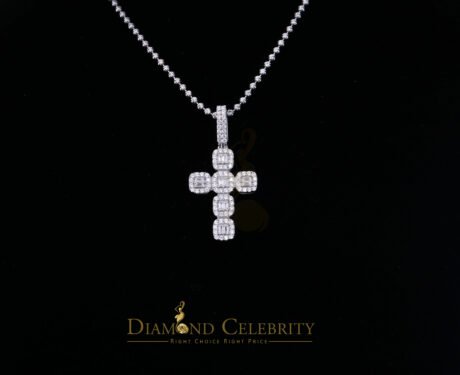 Diamond Celebrity's Fancy White 925 Sterling Silver CROSS Shape Pendant with 1.34ct Cubic Zirconia