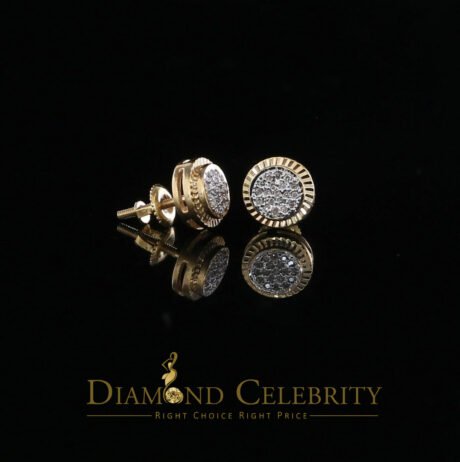 Diamond Celebrity's Real 10k Yellow Gold with Real 0.12CT Diamonds Stud Earrings For Women And Men