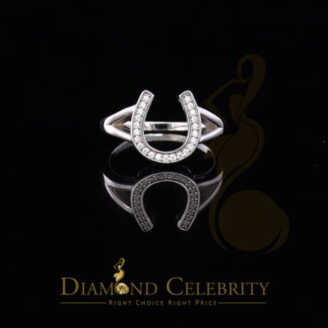 Diamond Celebrity's Sterling 0.25ct Cubic Zirconia White Silver Horseshoe Womens / Men's Ring Size 8