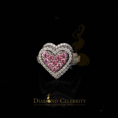 Diamond Celebrity's 5.00CT Women's Pink Stone Heart Moissanite Ring VVS 'D' 925 Silver White Sz7 Moissanite Moissanite