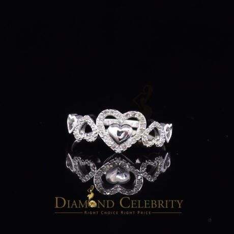 Diamond Celebrity's 0.14 CT Real Diamond 925 Sterling Silver White Delicate Womens Heart Ring Size 7