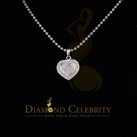 Diamond Celebrity's HEART Charm Real 0.25ct Diamond 925 Sterling Silver Necklace Pendant in White