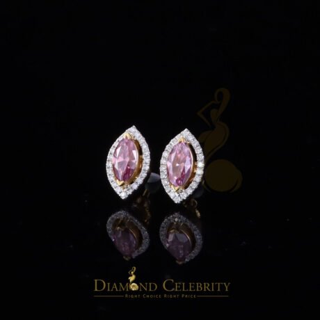 Diamond Celebrity's 1.25CT VVS 'D' Pink Moissanite Men's/Women's 925 Silver Yellow Stud Earrings Moissanite