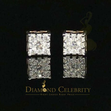 Diamond Celebrity's 925 Yellow Silver Screw Back 1.68ct Cubic Zirconia Women & Men Square Earrings