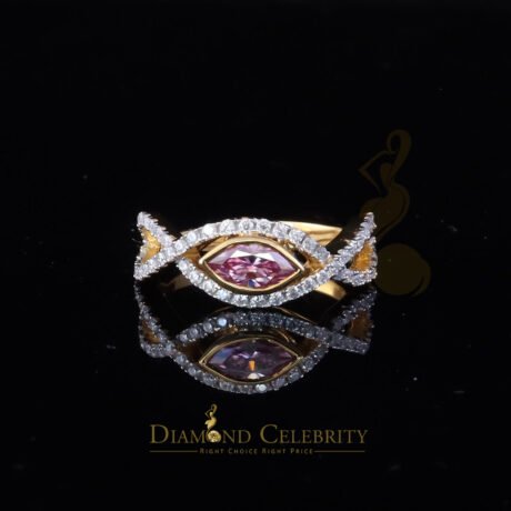 Diamond Celebrity's 1.25CT Women's 925 Silver Yellow VVS 'D' PINK Moissanite Ring Size8 Moissanite Moissanite