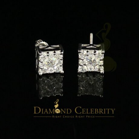 Diamond Celebrity's Hip Hop 925 White Silver 1.68ct Cubic Zirconia Women's Square Stud Earrings