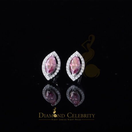 Diamond Celebrity's 1.25CT VVS 'D' Pink Moissanite Men's/Women 925 White Silver Stud Earrings Moissanite